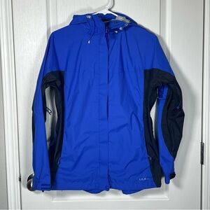 L.L. Bean Rain Jacket Womens Blue Black Windbreaker Hooded Light Size Small